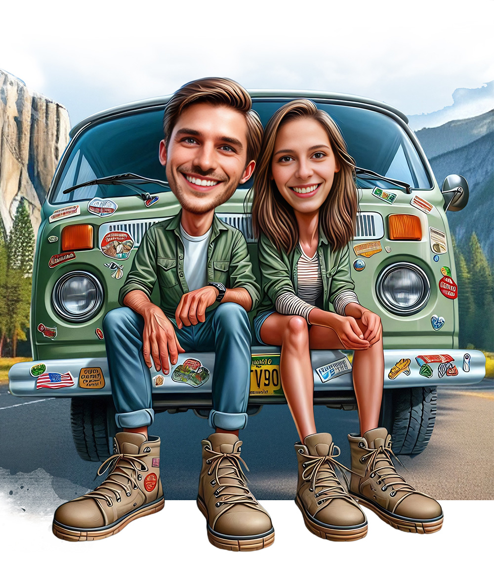 Custom Couple Caricatures by Lazytoon Custom Art Studio