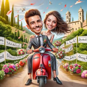 Custom Wedding Caricature: A Timeless Hand-Painted Celebration Gift